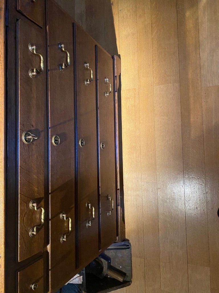 Engelse eiken secretaire met bibliotheek, Huis en Inrichting, Ophalen, Gebruikt