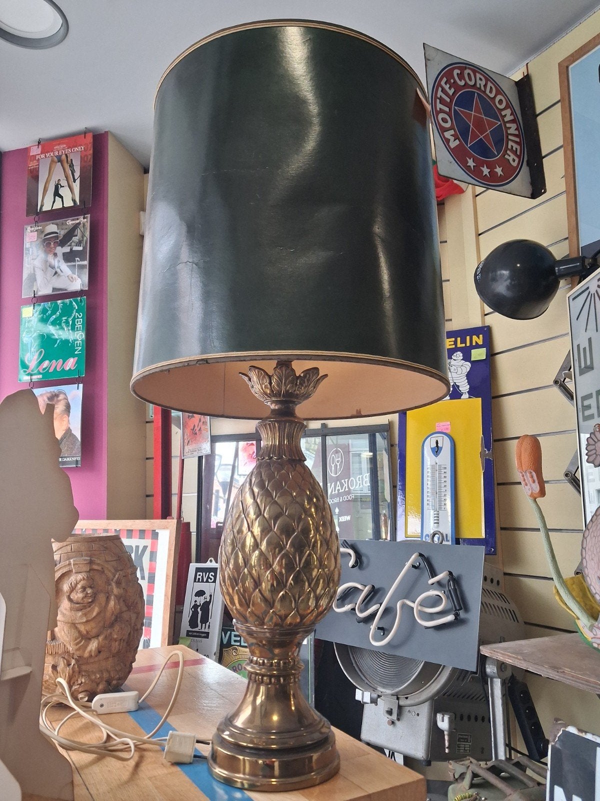 Hollywood regency brass pinapple tablelamp, Ophalen, Zo goed als nieuw, Contemporary modern, 75 cm of meer
