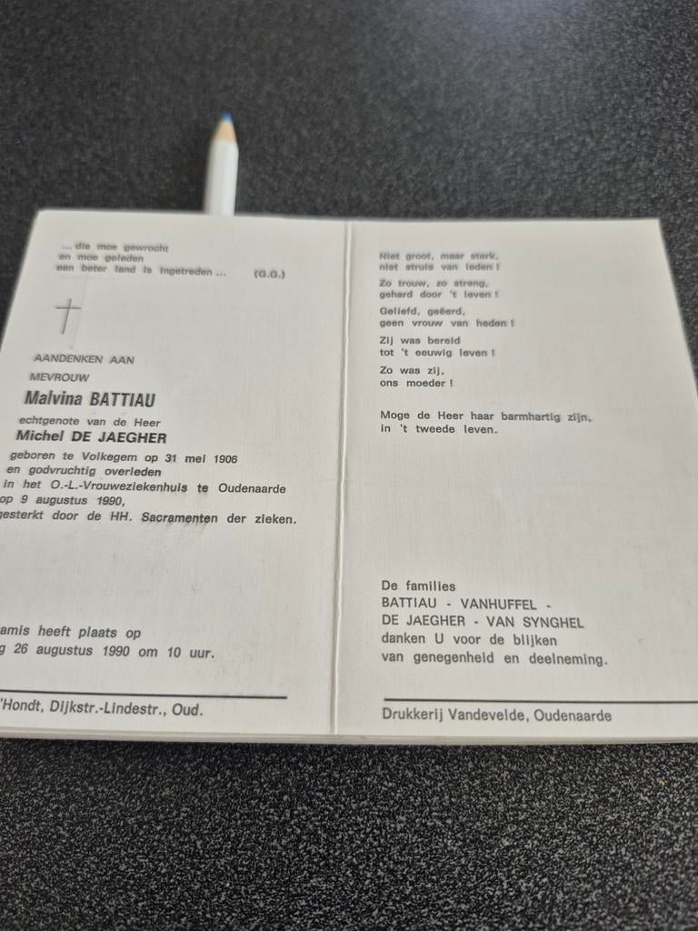 Bidprentjes Volkegem, Ophalen of Verzenden