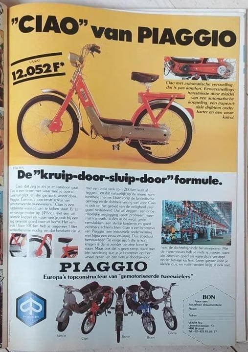 papieren advertentie brommer Ciao van Piaggio, Ophalen of Verzenden