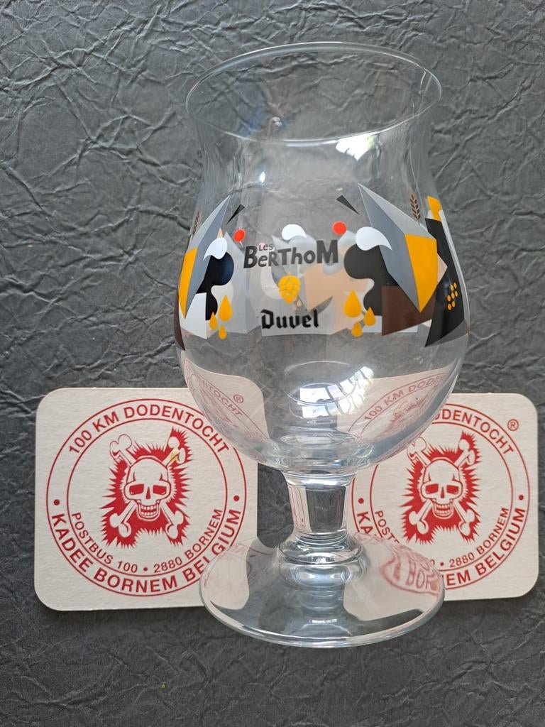 Duvel moortgat glas Les Berthom, Ophalen of Verzenden, Duvel