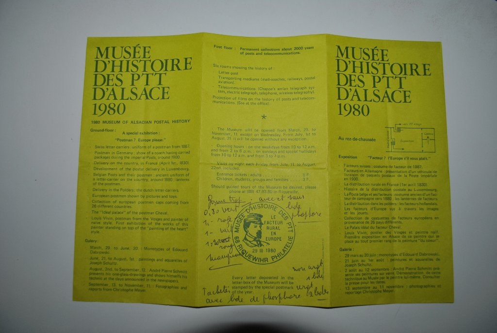 France 1980 Folder Musée PTT Alsace, Livres, Catalogues & Dépliants, Enlèvement ou Envoi