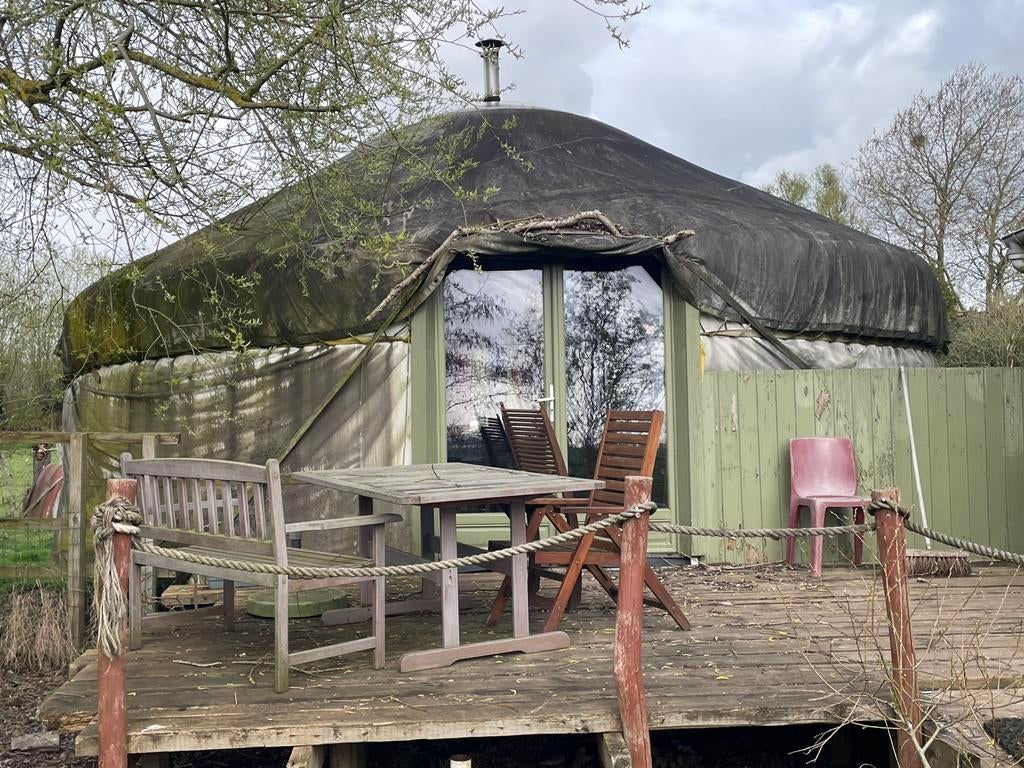 Grote yurt, doormeter 8 m, Caravans en Kamperen, Tenten, Ophalen, Gebruikt, Tot en met 4