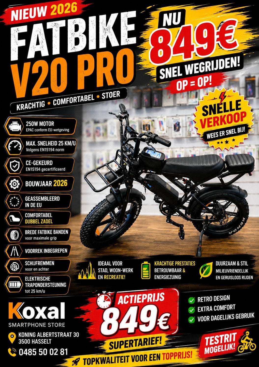 Fatbike V20 Pro 2026, Boeken, Ophalen