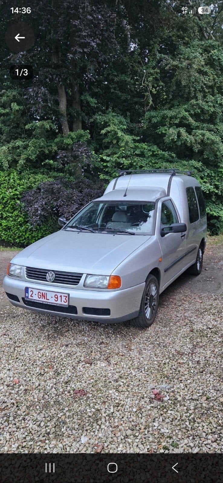 Volkswagen Caddy 1.4 Benzine  Bouwjaar 2000 Zeer goed staat!, Voorwielaandrijving, Stof, Grijs, Particulier