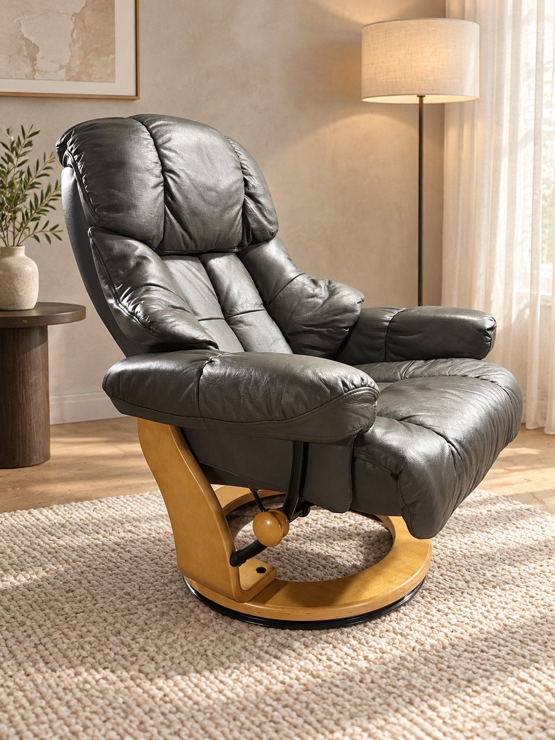 Fauteuil relax très confortable - Modoform - Gris - Cuir, Maison & Meubles, 75 à 100 cm, Comme neuf, Enlèvement, Bois