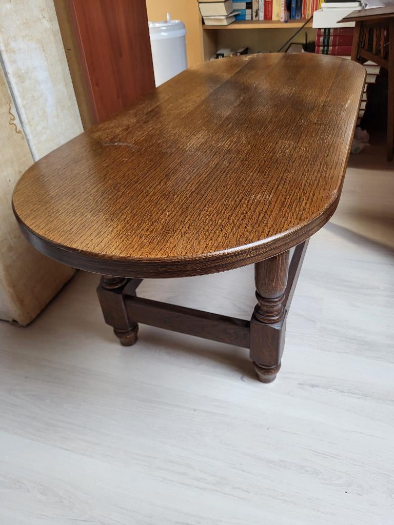 Salontafel Vol Hout Eik, Ophalen, Gebruikt, 100 tot 150 cm, Klassiek