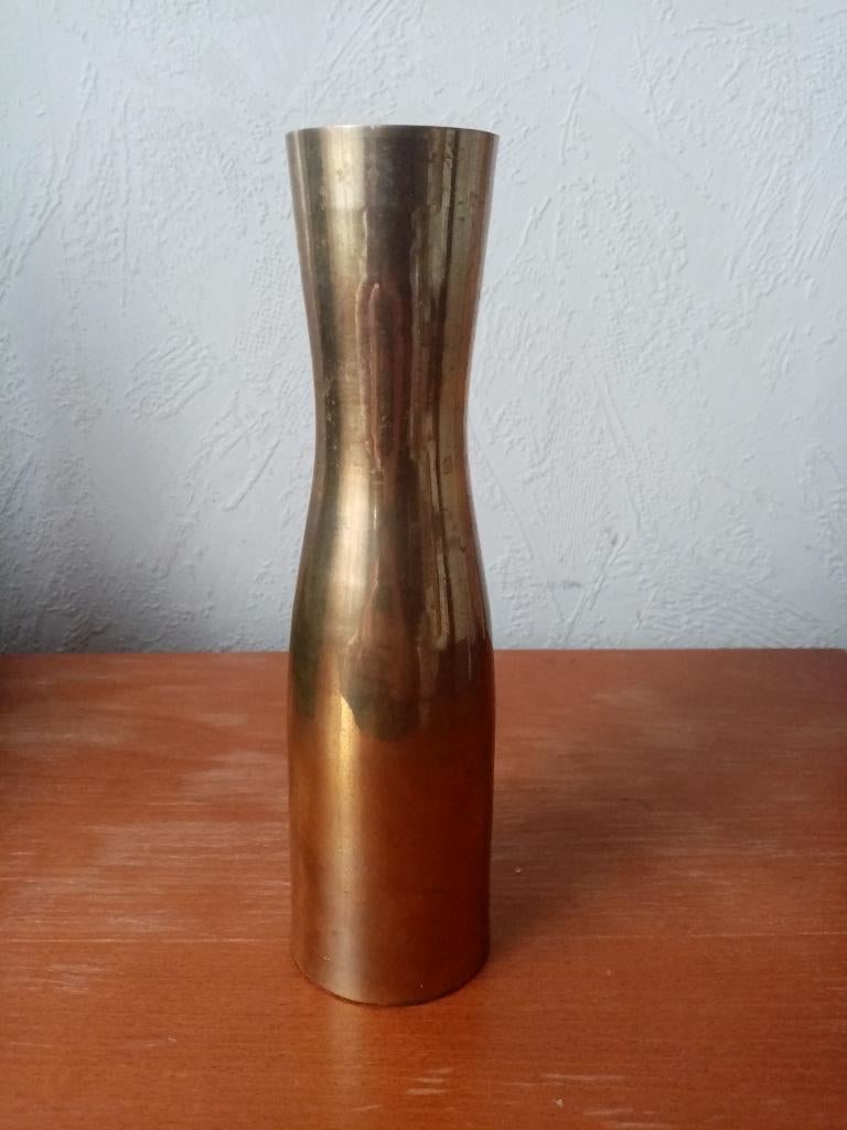 Amerikaanse minimalistische kandelaar messing 60s (20cm), Ophalen of Verzenden