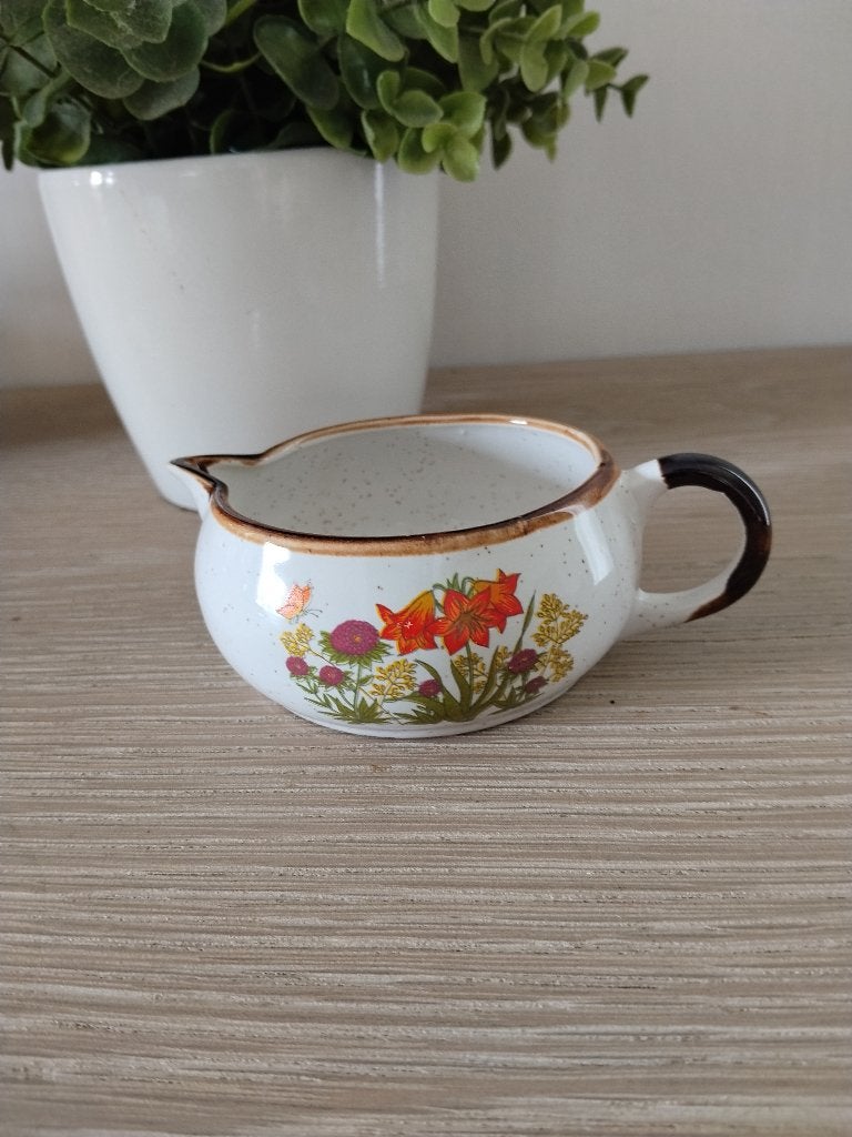 vintage keramisch melk potje Wild flowers, Huis en Inrichting, Ophalen of Verzenden, Zo goed als nieuw, Keramiek, Vintage