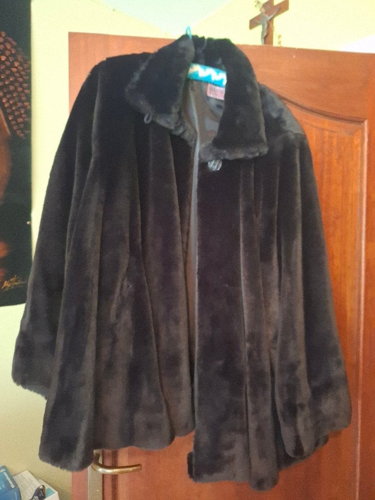 Vintage faux fur jas van immitatiebont, maat L/Xl, Kleding | Dames, Bruin, Maat 42/44 (L), Ophalen of Verzenden, Zo goed als nieuw