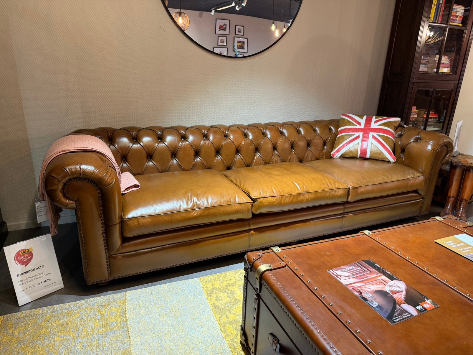 chesterfield Rossendale XXL chesterfield 4 zits bank Cognac, Enlèvement ou Envoi