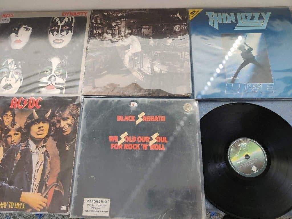 Lot van 5 hardrocklps (acdc, 2lp black sabbath, led zeppelin, CD & DVD, Vinyles | Hardrock & Metal, LP, Enlèvement ou Envoi