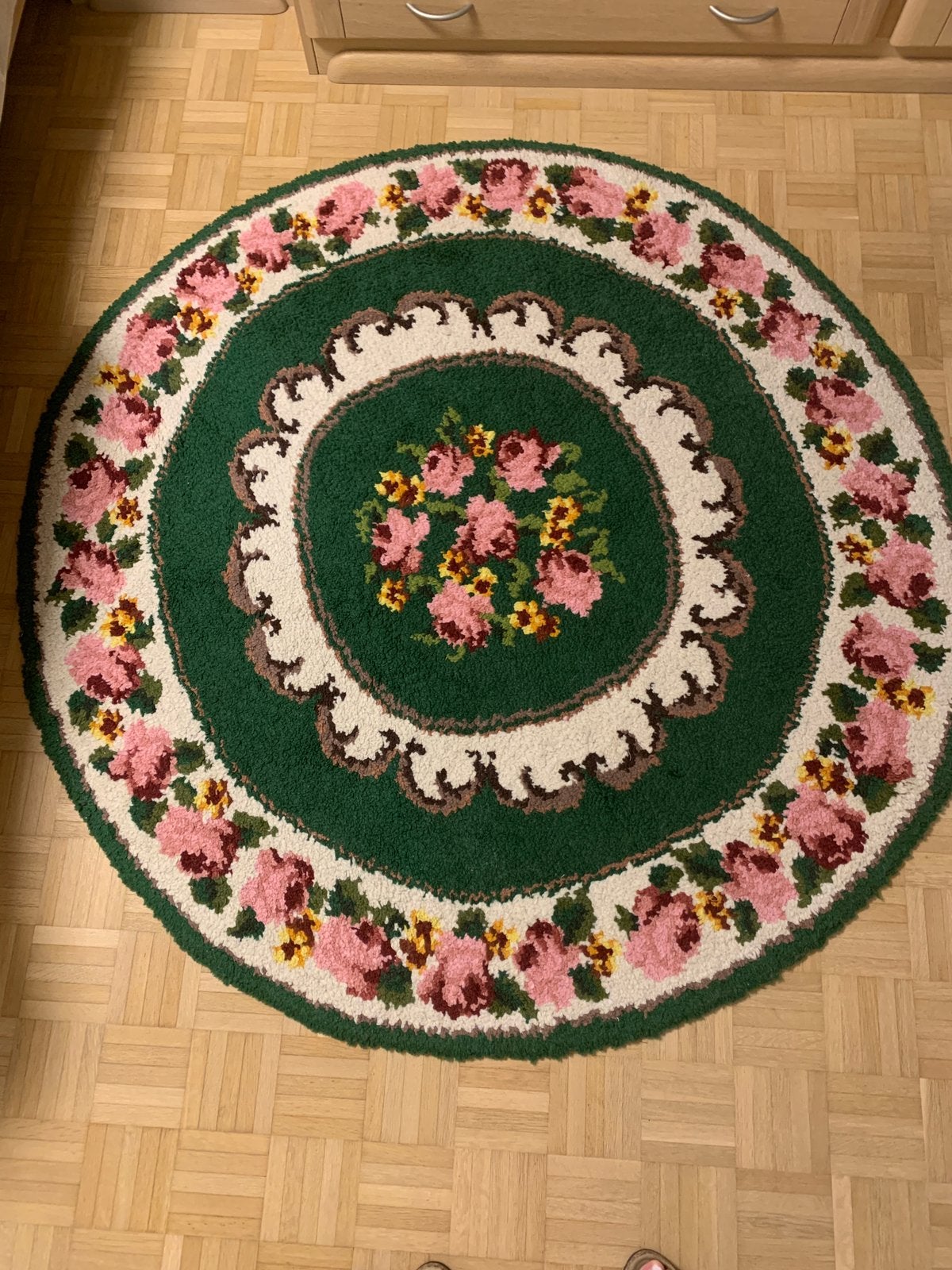 Tapis noué à la main 150 cm, Enlèvement, Comme neuf, Vert, Rond