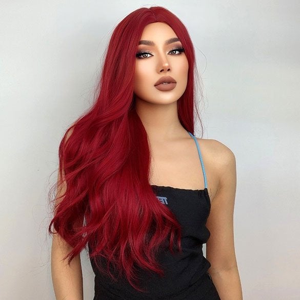 HALLOWEEN Luxe pruik met golvend rood lang haar, Handtassen en Accessoires, Ophalen of Verzenden, Nieuw