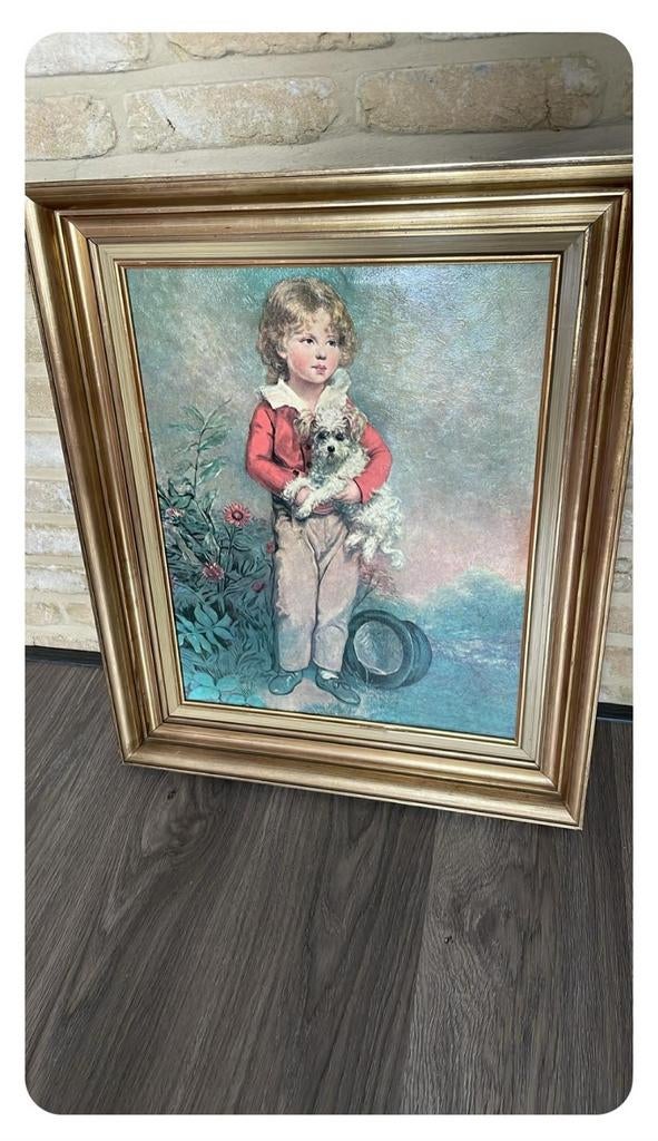 Schilderij. 64 x 54 Meisje met hondje., Huis en Inrichting, Ophalen, Schilderij