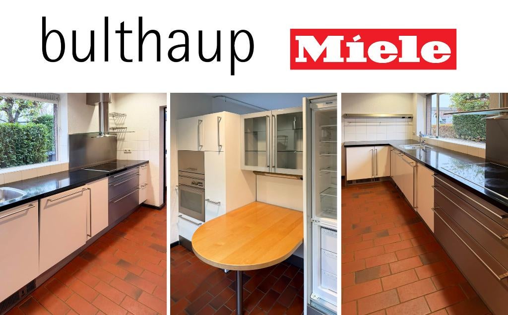 Bulthaup keuken met graniet werkblad en Miele apparatuur, Ophalen, Gebruikt, Crème, Graniet of Steen