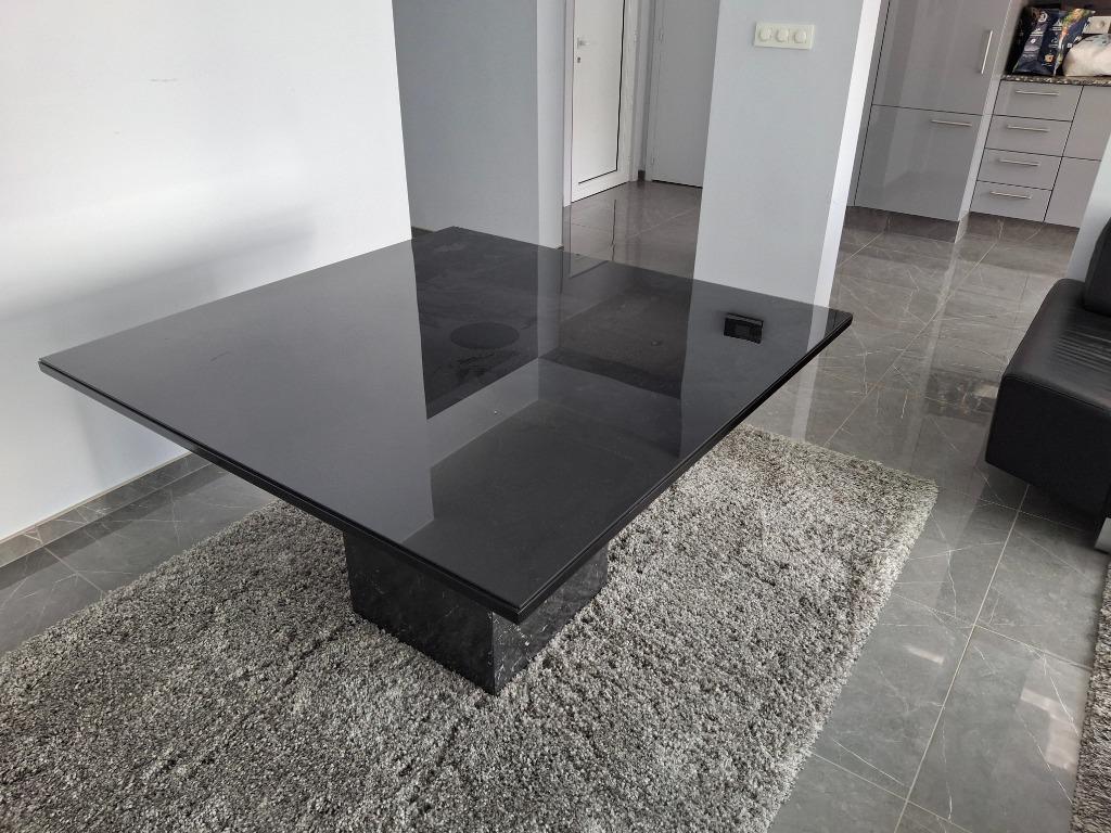 tafel, Huis en Inrichting, Tafels | Eettafels, Ophalen, Glas, Vierkant, Zo goed als nieuw