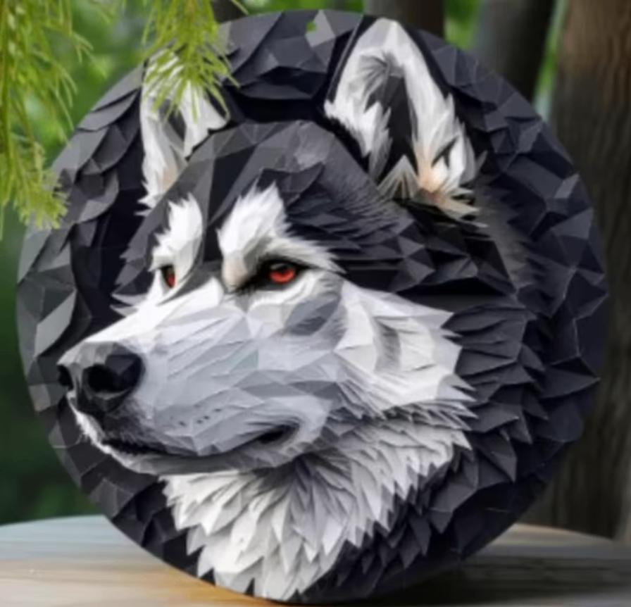 Vintage rond metalen bord Alaskan Malamute (20cm), Enlèvement ou Envoi, Neuf