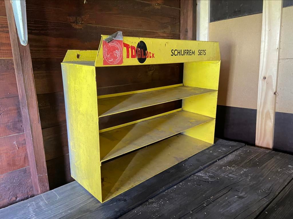 Vintage metalen wandrek Toblock – retro garage decor, Enlèvement