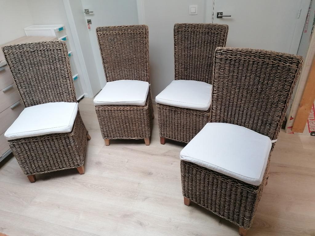 4 rotan zetels, Huis en Inrichting, Fauteuils, Ophalen, Gebruikt, Minder dan 75 cm, Riet of Rotan