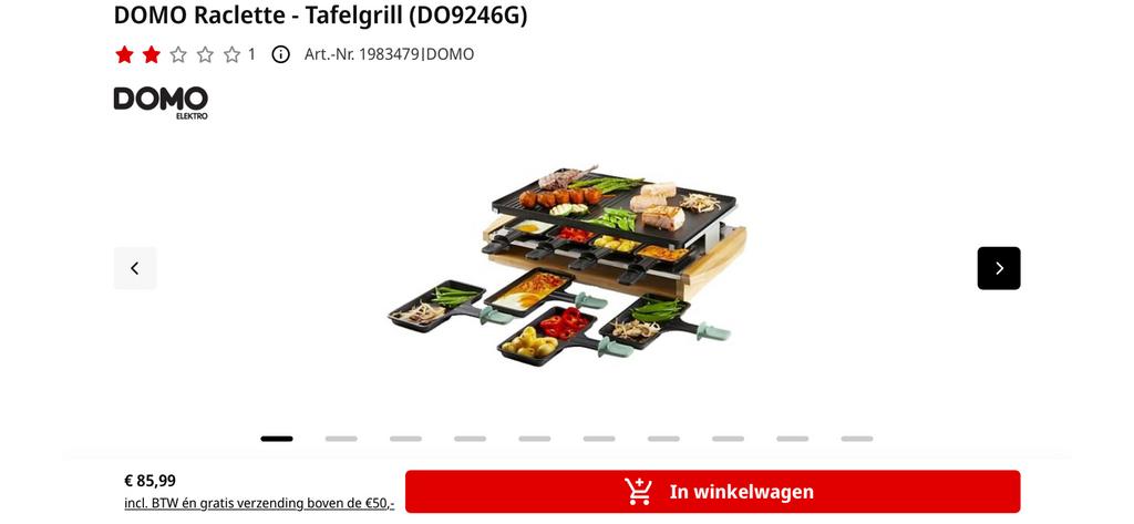 Domo raclette en tafel grill combinatie 8p bamboo nieuw, Ophalen of Verzenden, Nieuw