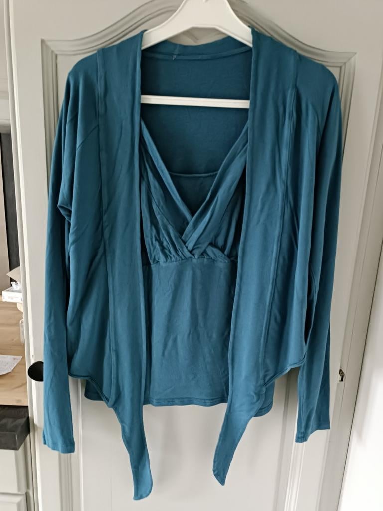 Gilet + blouse avec décolleté Bel&Bo, Enlèvement ou Envoi, Bleu