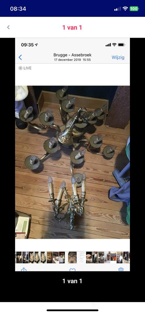 6 arms kroon luchter en wandverlichting, Ophalen