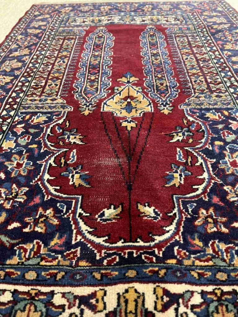 Perzisch soepel tapijt oosters dessin versleten sleets rood, Ophalen of Verzenden