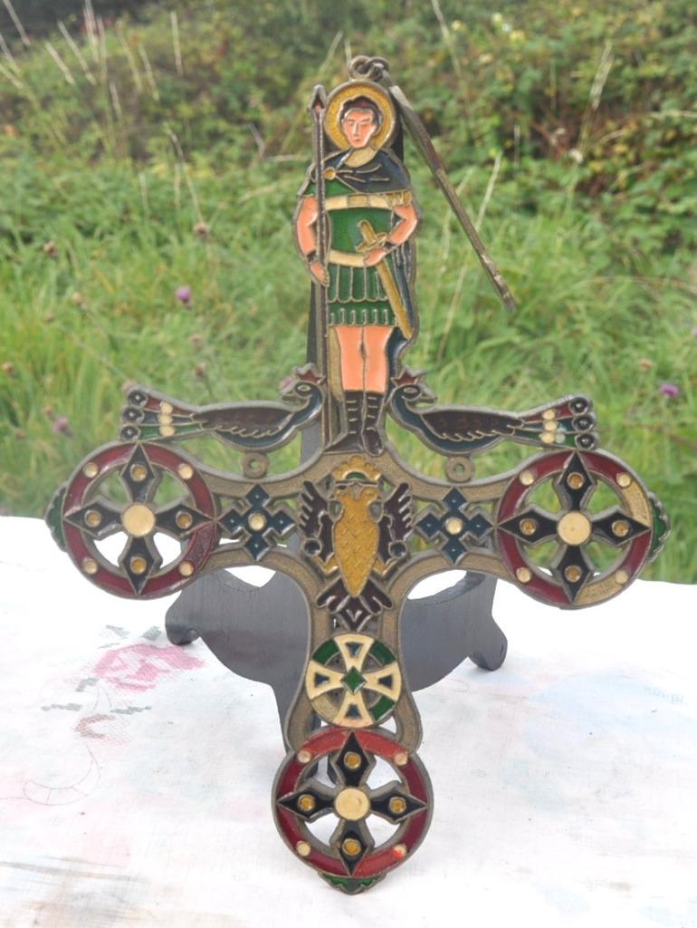 croix orthodoxe a suspendre metal emaux, Enlèvement ou Envoi