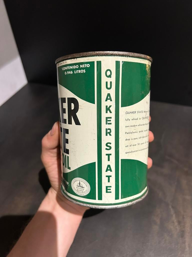 Olieblik olie blik Quaker state een oliekankje van een liter, Verzamelen, Ophalen of Verzenden, Zo goed als nieuw