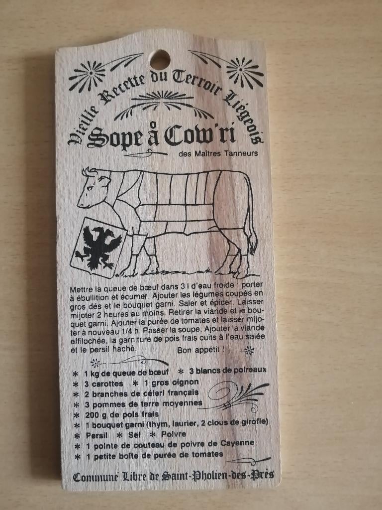 Planchette en bois recette traditionnelle liégeoise 1, Maison & Meubles, Enlèvement ou Envoi, Neuf, Bois