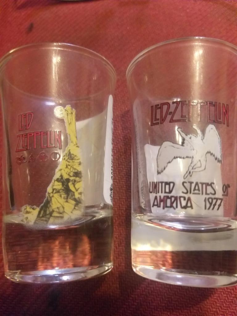 2 shotglaasjes Led Zeppelin, Ophalen, Zo goed als nieuw, Borrel- of Shotglas