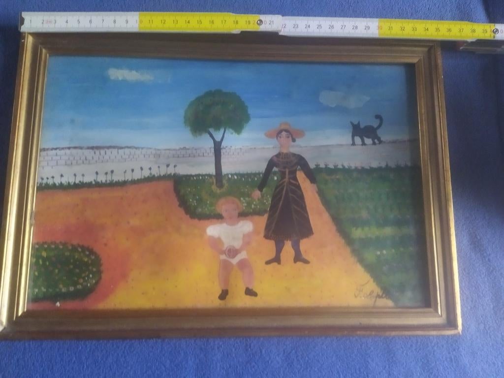 Peinture sur papier de Laplau. Grand peintre naïf. 1938/2009, Enlèvement ou Envoi