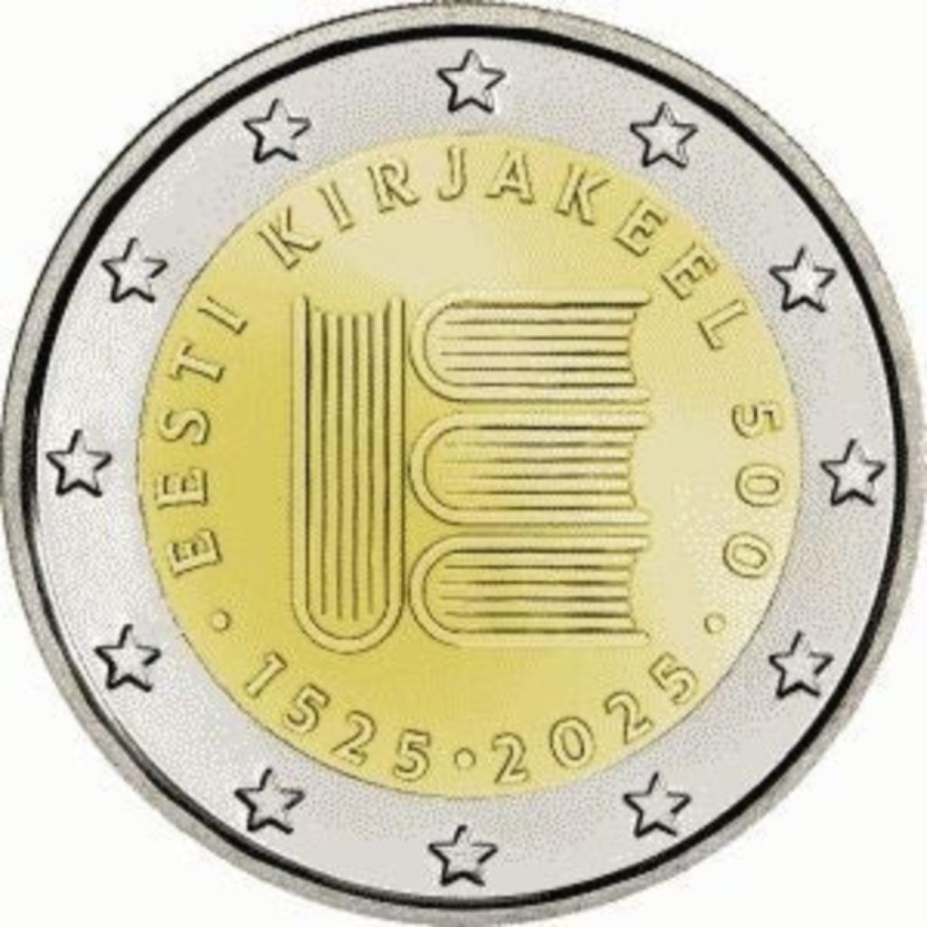 Estland 2025 - 2 euromunt - 500 jaar geschreven Taal, Timbres & Monnaies, Monnaies | Europe | Monnaies euro, Enlèvement ou Envoi