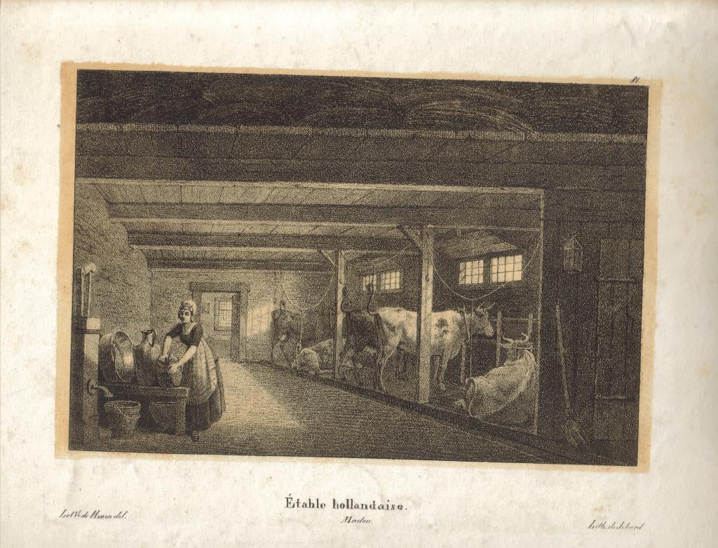 Jean-Baptiste Madou litho "Étable Hollandaise", uitg Jobard, Enlèvement