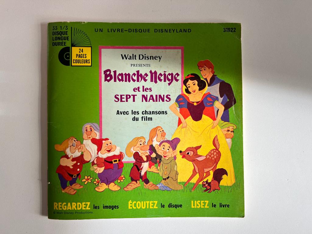 Livret Disney + Vinyle 45 t. - Blanche-Neige et les 7 nains, Enlèvement ou Envoi, Utilisé, Fable ou Conte (de fées)