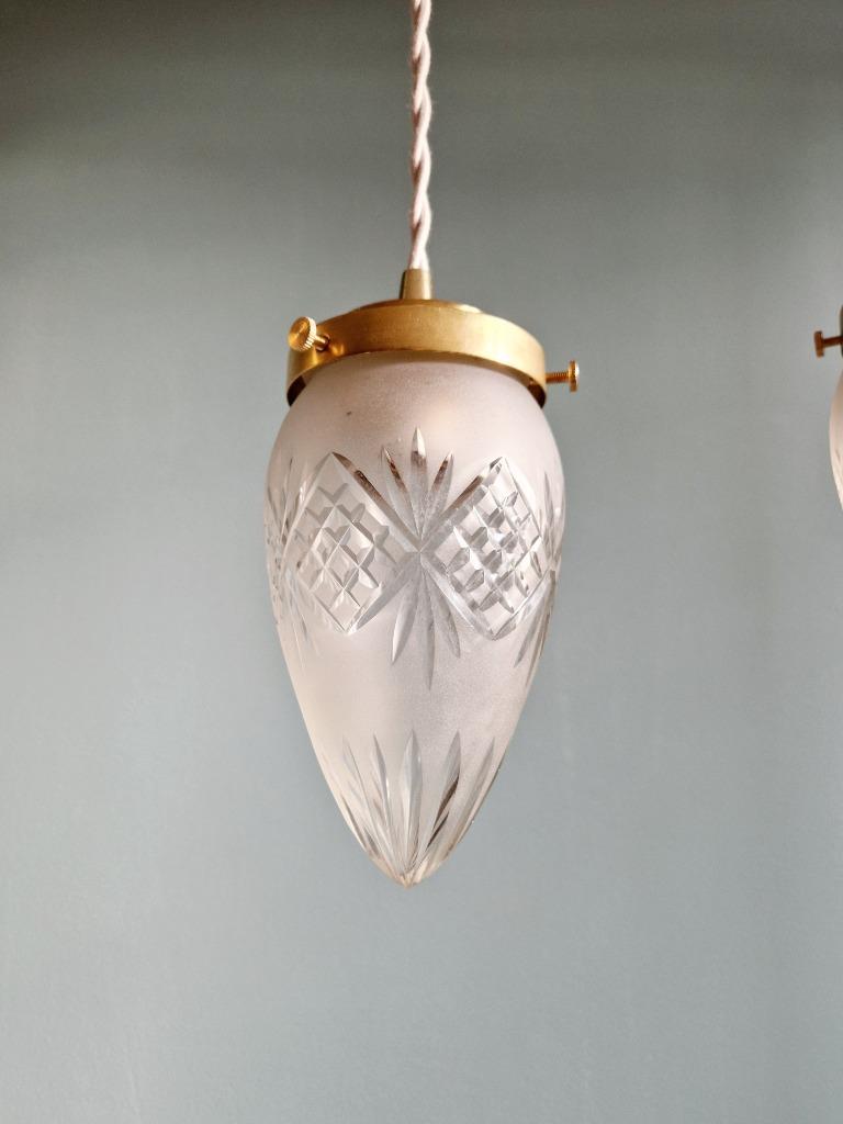 Suspension en cristal satiné (2 disponibles), début XXe, Enlèvement ou Envoi