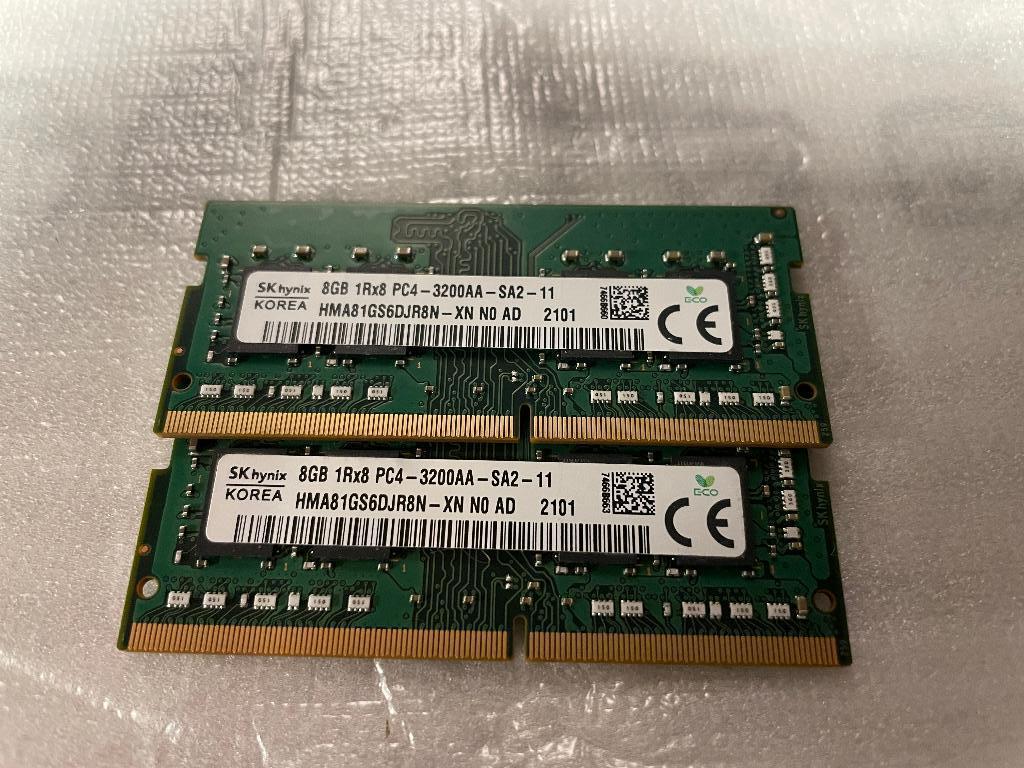 8 Go DDR4 3200 MHz (x2), DDR4, Comme neuf, Enlèvement, Laptop