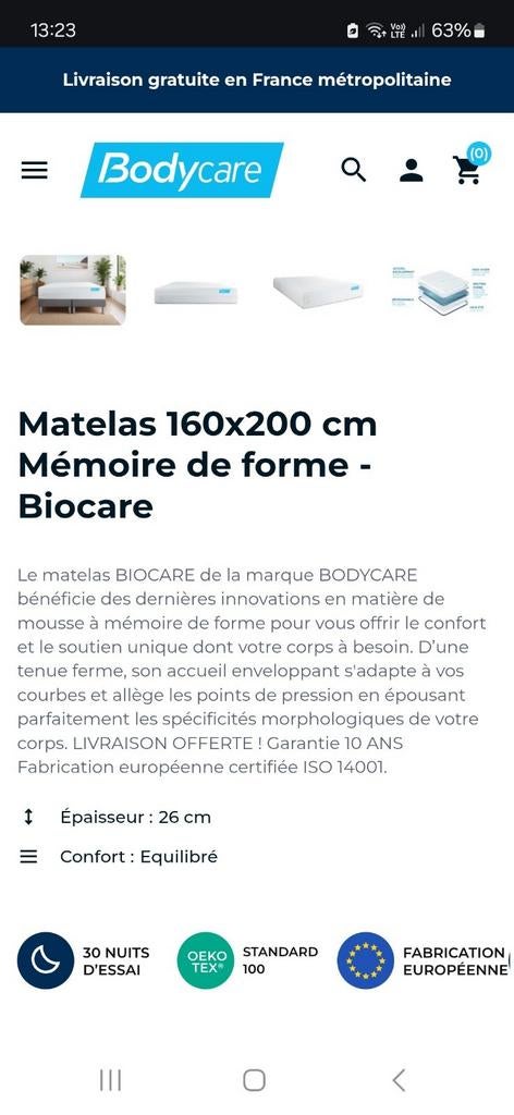 Bodycare matelas 160x200, Matelas, Enlèvement, Utilisé, 200 cm