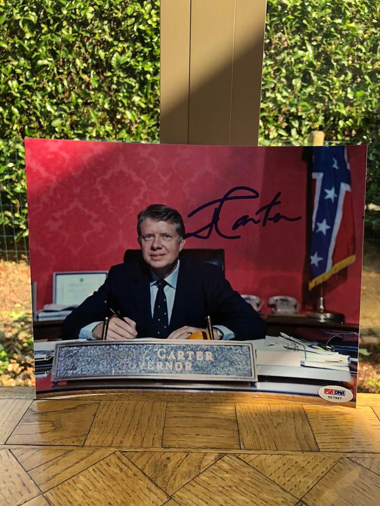 Handtekening 39ste President VS Jimmy Carter + PSA certif, Verzamelen, Muziek, Artiesten en Beroemdheden, Ophalen of Verzenden