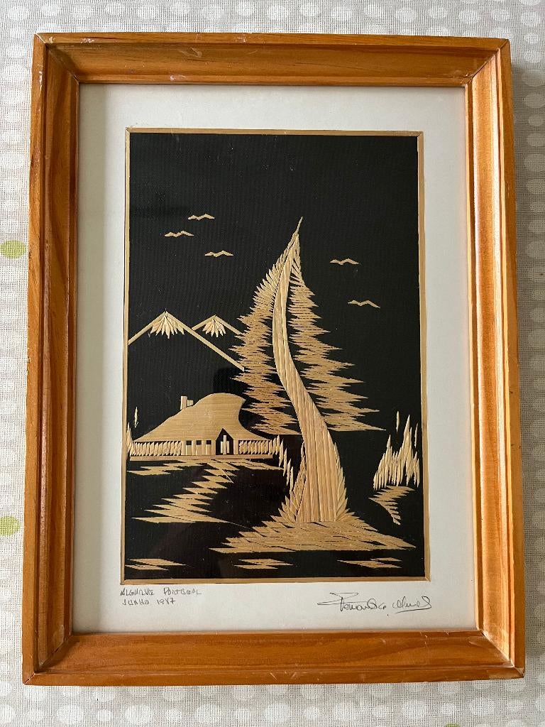 Handgemaakt kunstwerk met bamboo stro, Ophalen of Verzenden