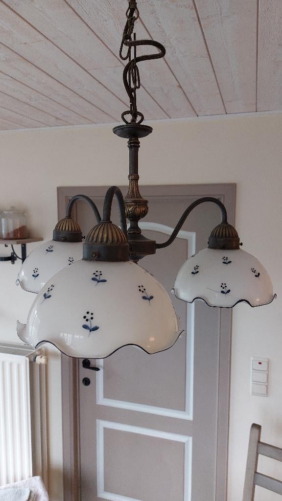 Landelijke luster met bijpassende bureaulamp en wandlamp, Ophalen, Gebruikt, Landelijk