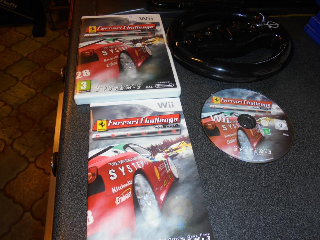WII Ferrari Challenge + stuur (zwart) (orig-compleet), Games en Spelcomputers, Gebruikt, 1 speler, Racen en Vliegen, Ophalen of Verzenden