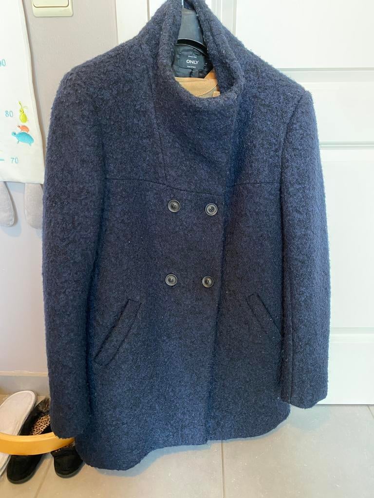 Mooie ONLY Sofia Noma wollen damesjas donkerblauw, Ophalen, Zo goed als nieuw, Maat 42/44 (L), Geel