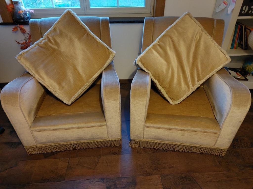 Te koop: zetels (2  1-zit + 1 x 3-zit), Ophalen, Gebruikt, Minder dan 75 cm, Rechte bank