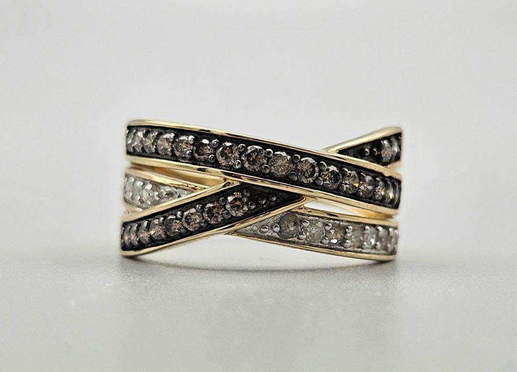 Bague vintage en or, diamant, diamants champagne.2024/448, Enlèvement ou Envoi, Or, Plus petit que 17, Comme neuf