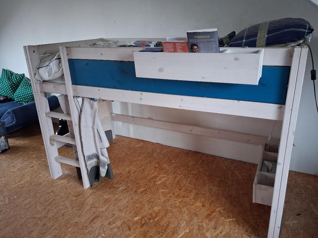 Lifetime halfhoogslaper met opbergbox, Ophalen, Gebruikt, Hoogslaper of Stapelbed
