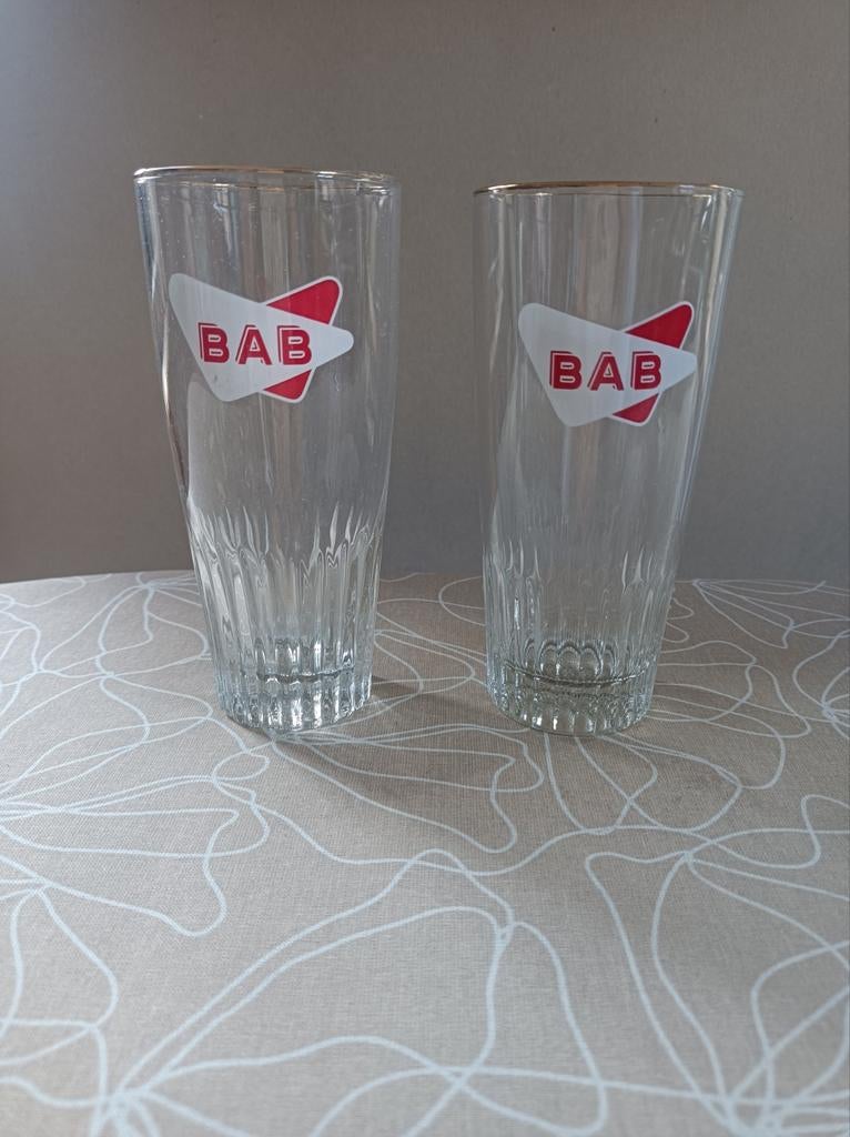 2 BAB bierglazen, Verzamelen, Biermerken, Ophalen, Zo goed als nieuw