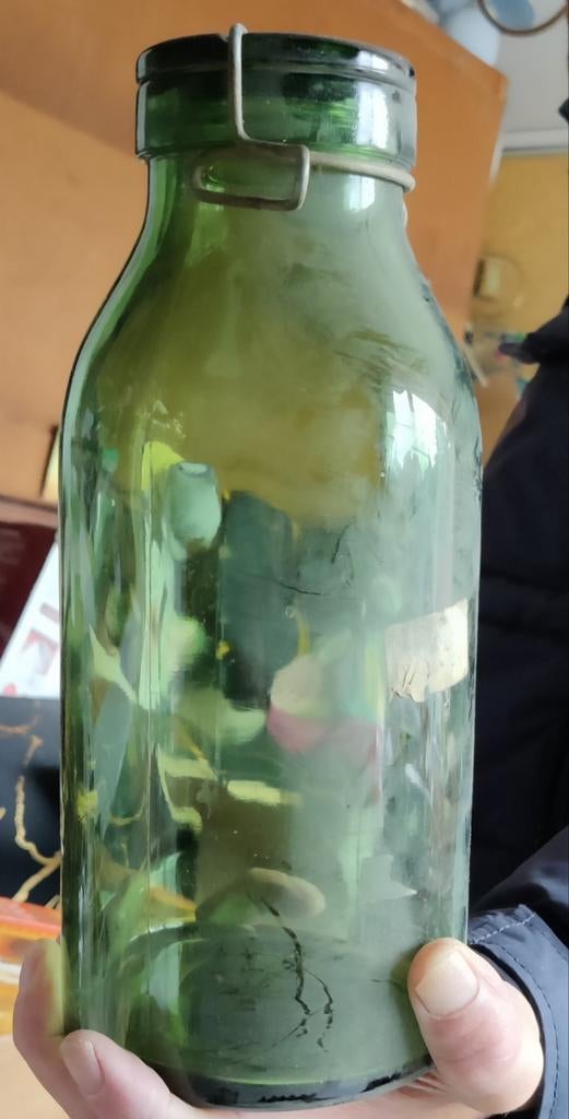 2 bocaux en verre vert de 2l chacun, BULACH, vintage, Antiquités & Art, Enlèvement