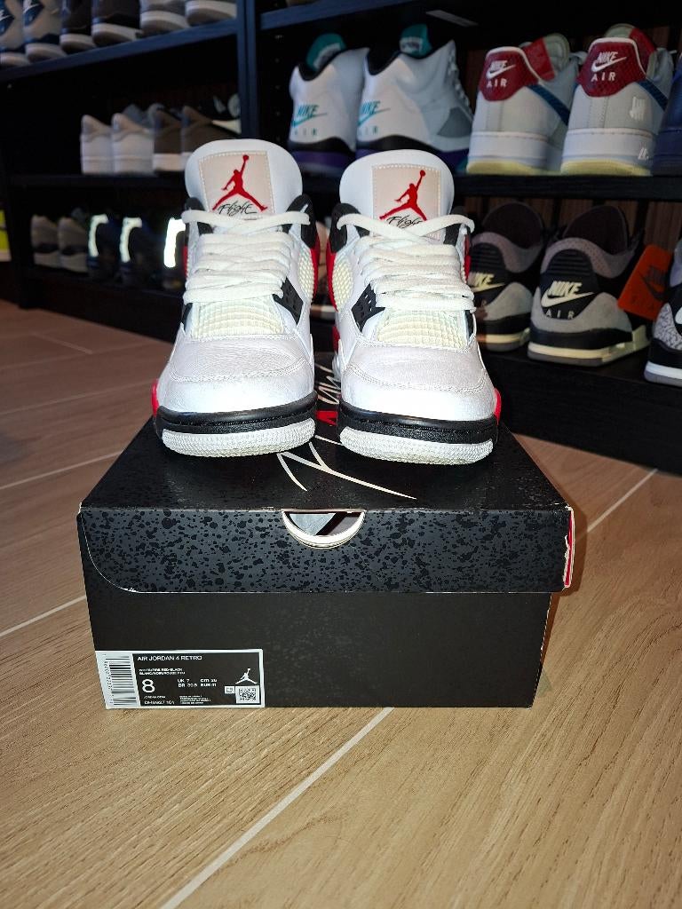 Air Jordan 4 “Red Cement” – Maat 41 – DH6927‑161, Kleding | Heren, Schoenen, Ophalen, Wit, Zo goed als nieuw, Sneakers